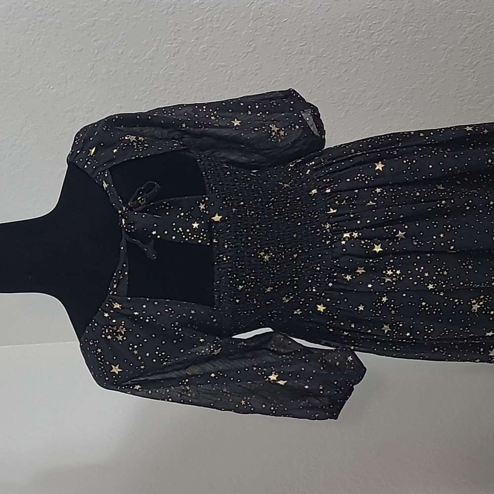 Nasty Gal Black and Gold Star Pattern Maxi Dress Party, Prom Size 2 - Picture 6 of 11